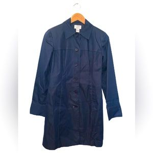 Ann Taylor Loft Navy Fitted Denim Trench Coat Size 2